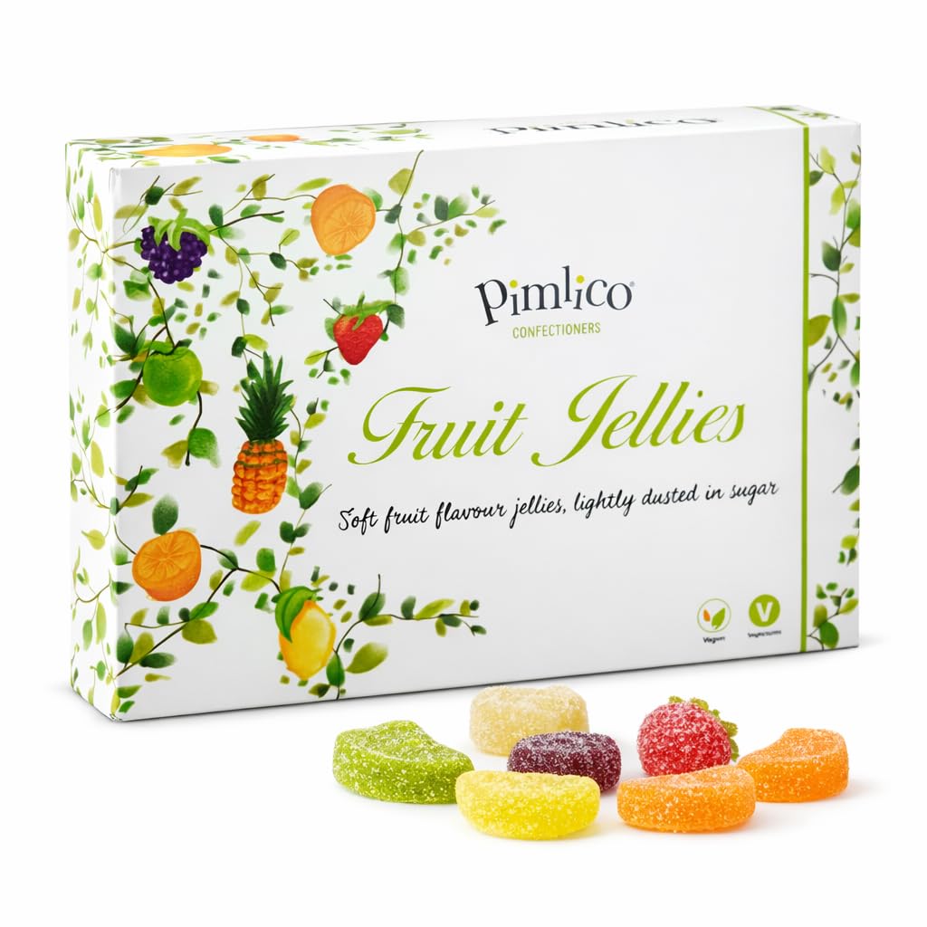 Pimlico Vegan Fruit Jellies sweets | Candy Gift Box with Natural fruit Jelly Sweets Gift Box | Gelatin-Free | Perfect Vegan Gift jelly fruits