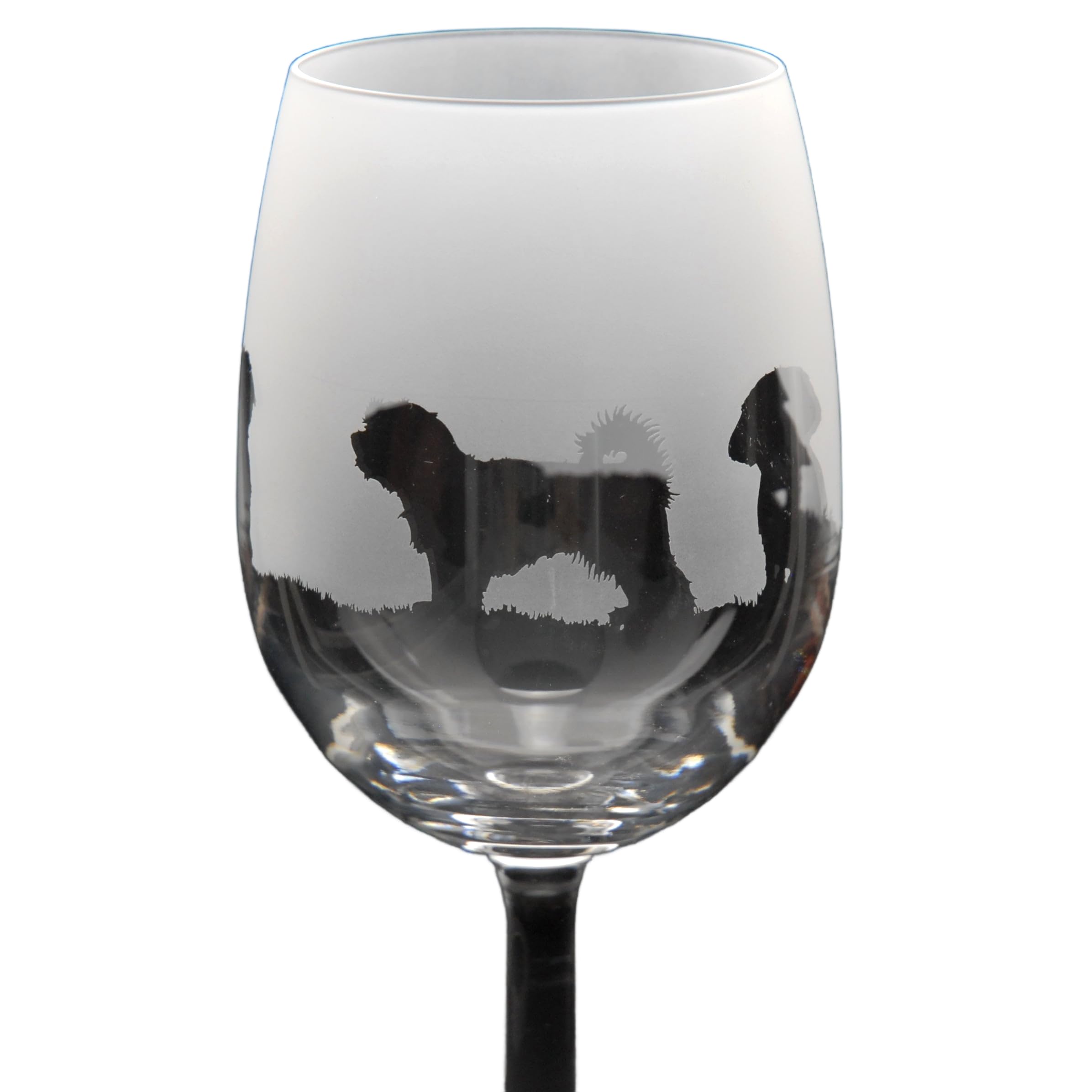 GLYPTIC Glass Art Maltese Dog Frieze Hand Etched/Engraved Crystal Wine Glass โ image 1
