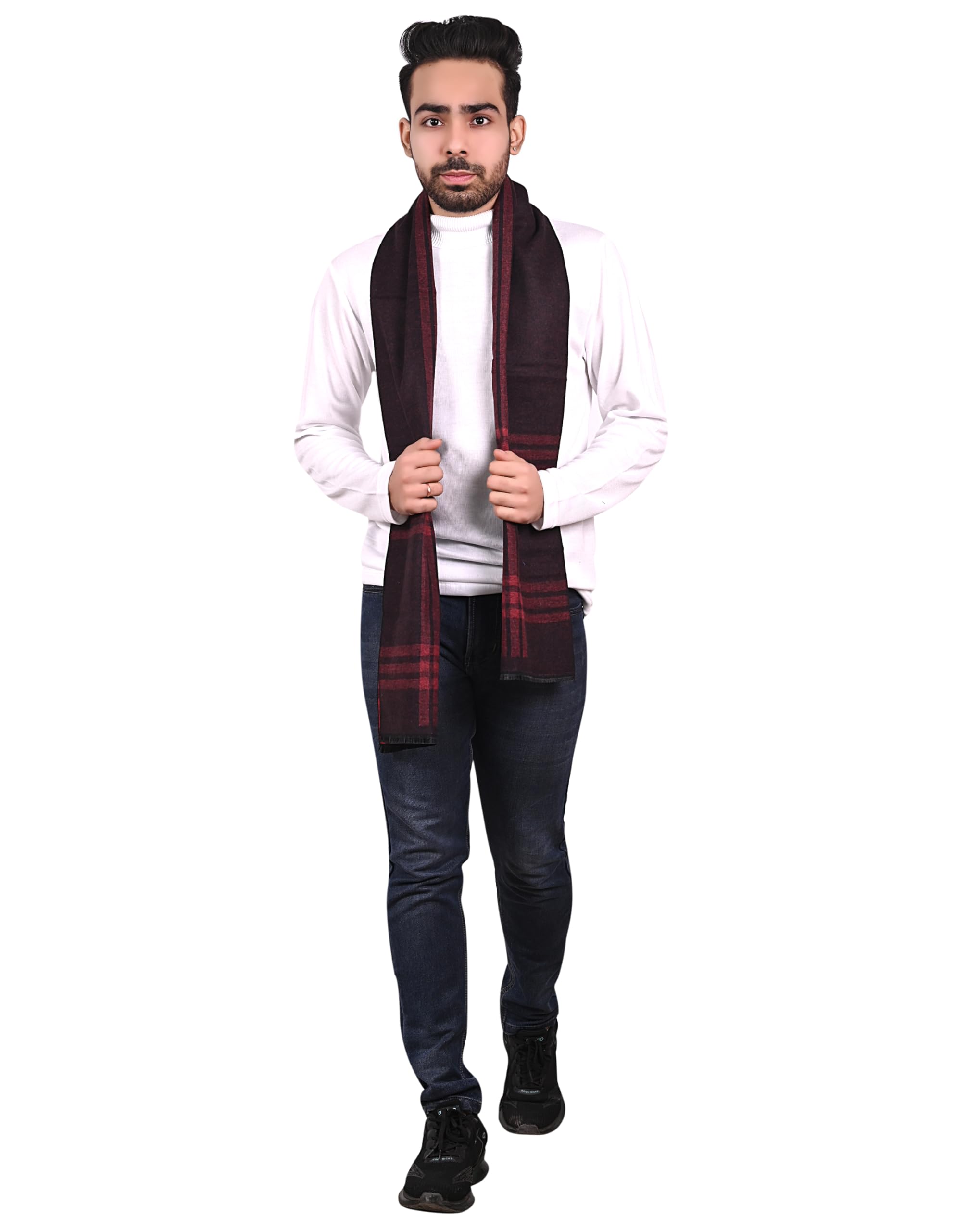 dressify Men & Women Casual Luxurious Premium Checkered Woolen Muffler, Scarf, Stole For Winter-picture-10