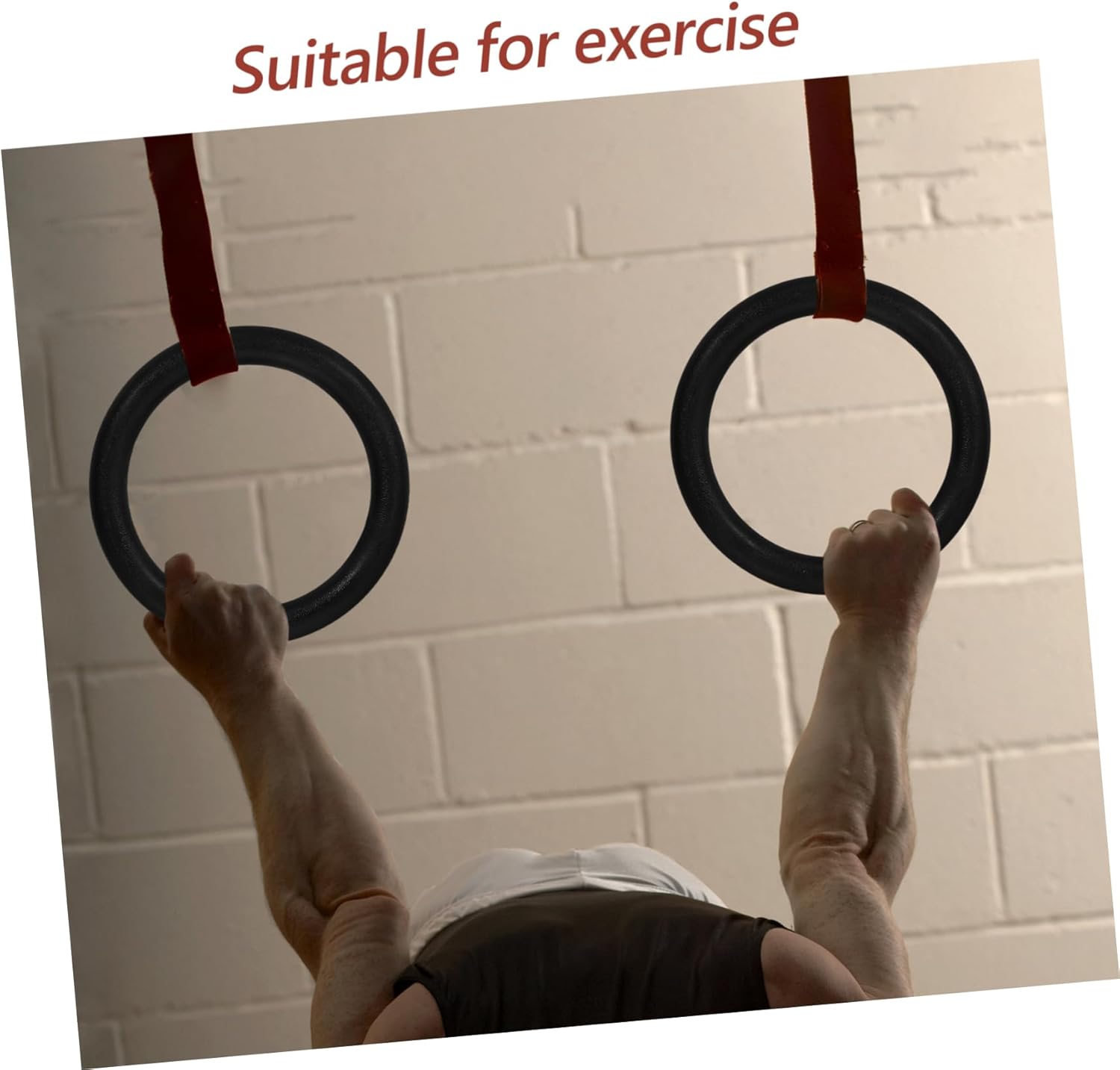 2Pcs Gymnastic Rings Durable Fitness Rings for Strength Training Bodyweight Workouts and Muscle Development Black