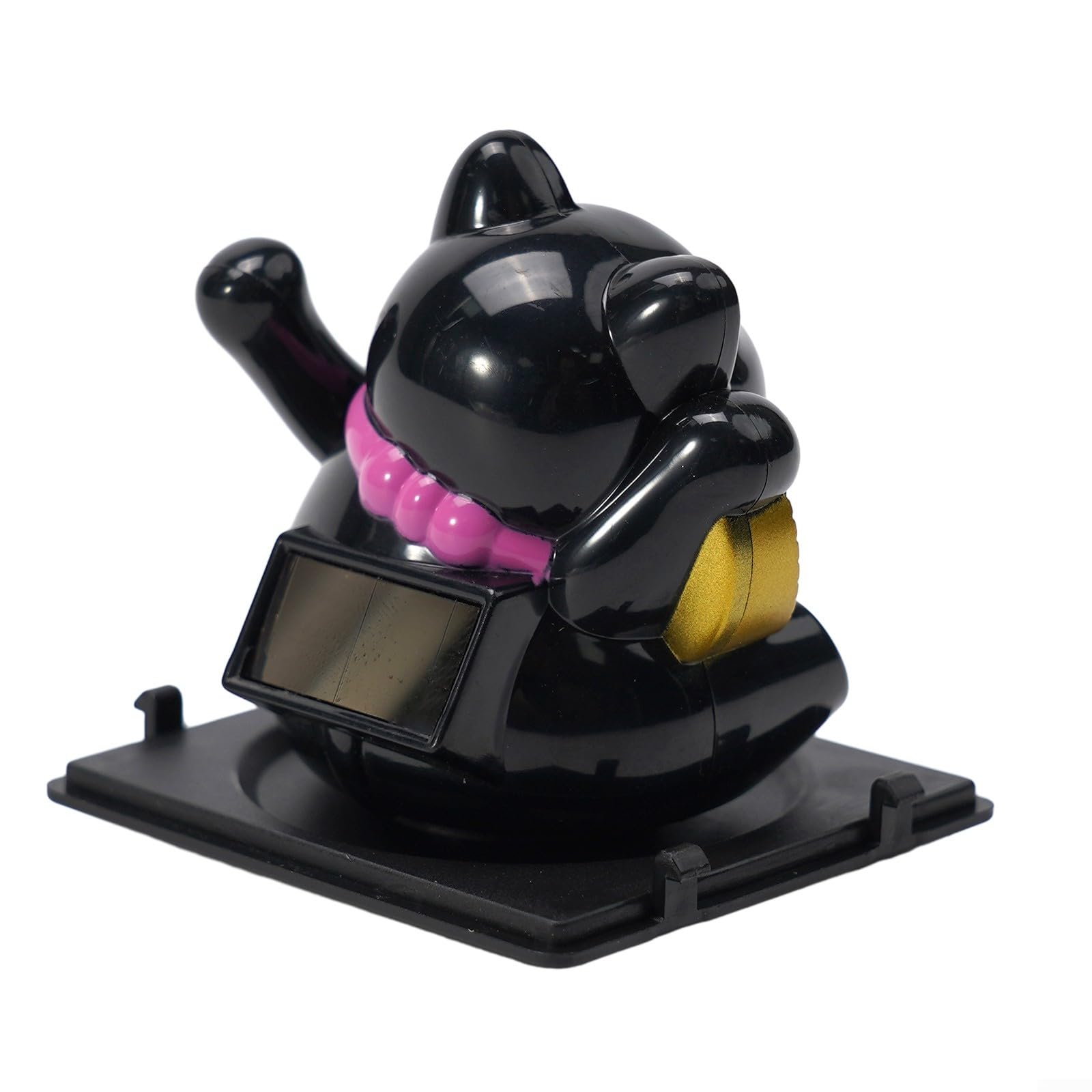 Solar Waving Lucky Cat, Automatic Waving Lucky Cat, Solar Lucky Cat Black, Vivid and Lovely Chinese Cat, Solar Fortune Cat Statue for Decorating Front Desk, Car, Business Openings
