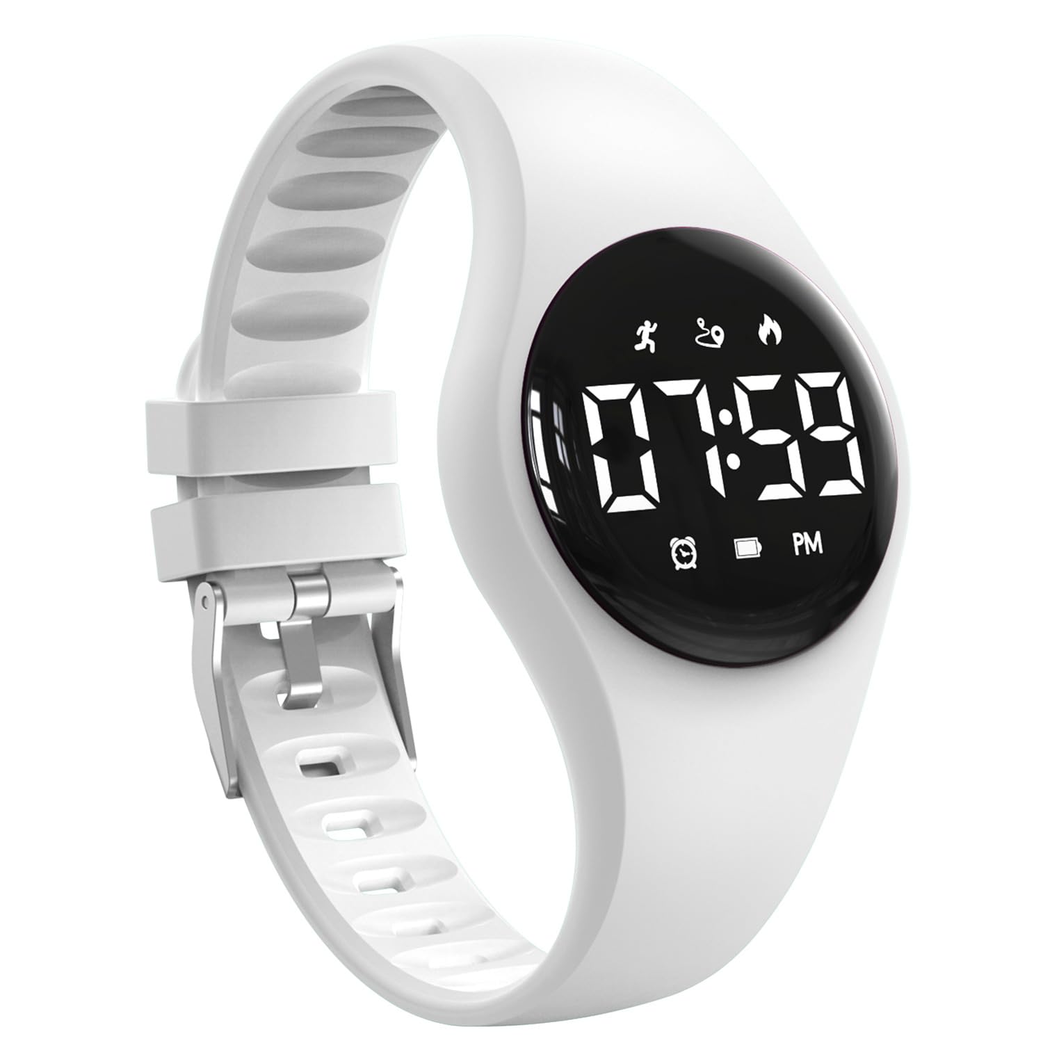 Kids Fitness Tracker Watch with LED Display, Water Resistant Step Counter Watch, Digital Wristwatch, Pedometer, Alarm Clock & Calendar for Boys Girls teens (White)