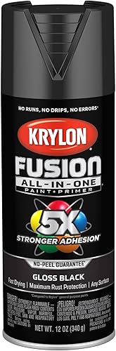 Krylon K02702007 Fusion - Pintura en aerosol todo en uno para interiores y exteriores, color negro brillante, 12 onzas (paquete de 1)