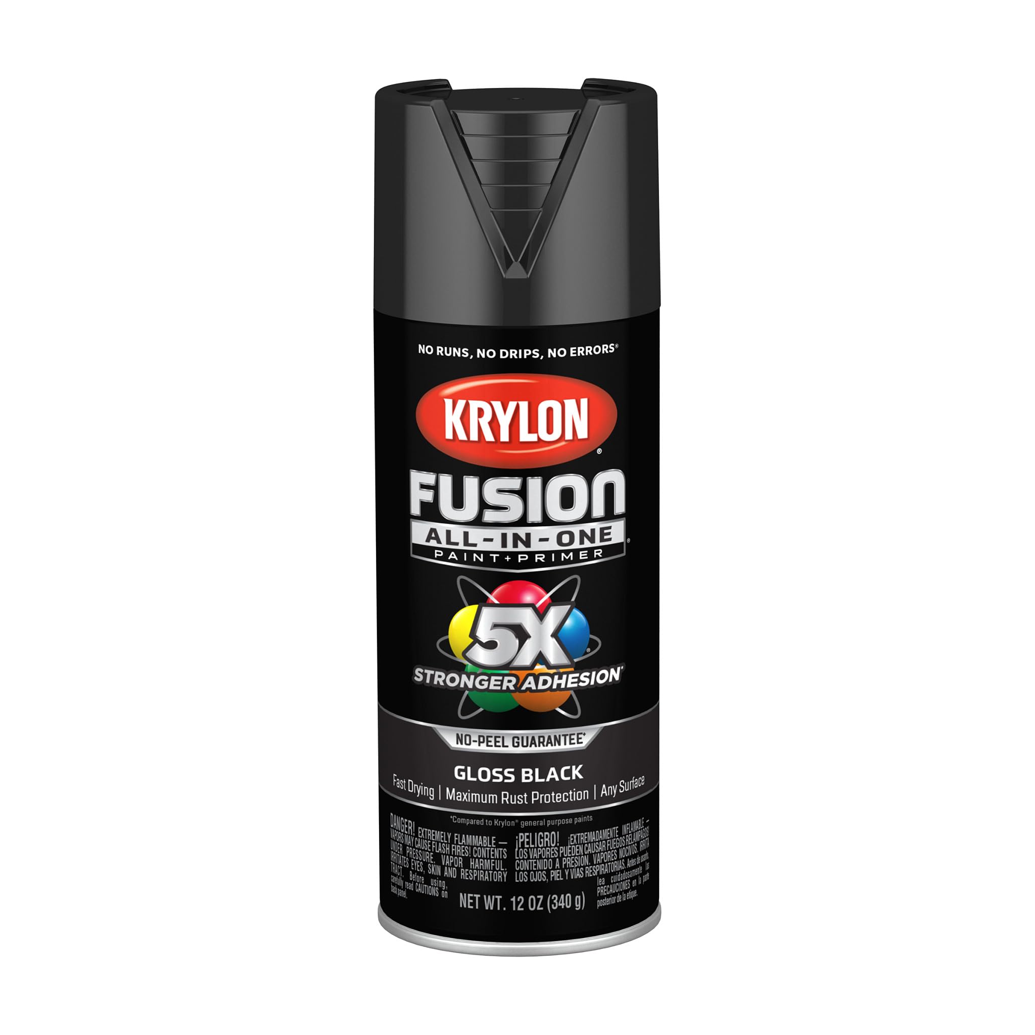 Krylon Fusion All-In-One Adhesive Spray Paint for Indoor/Outdoor Use, 12 oz, Black