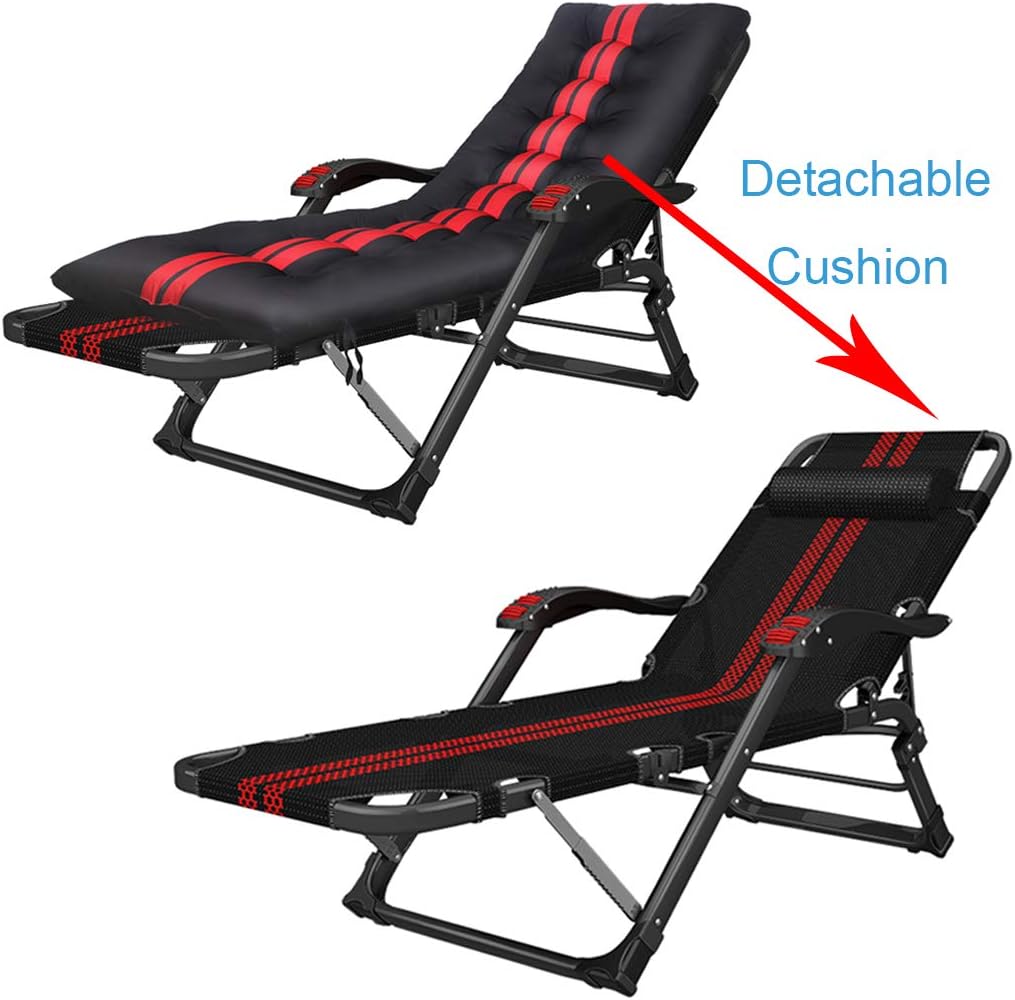 Sun Lounger Recliner Chairs Folding Black Garden Chair Outdoor Patio Reclining Chair for Pool Side Yard Beach Patio Garden Camping Max.200kg