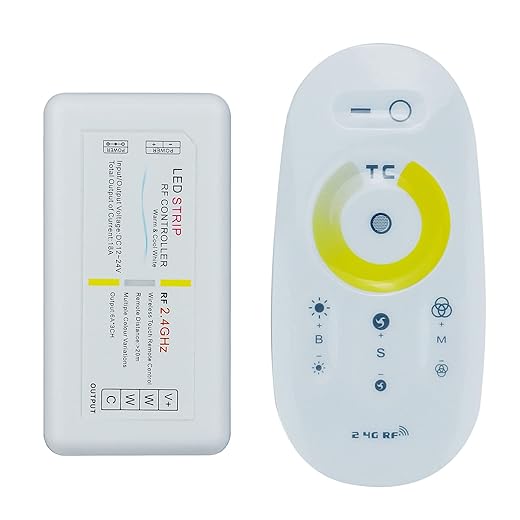 JOYLIT 12-24V 3CH 18A RF Control Remoto Inalámbrico para Tiras de Luces LED Blancas CCT, Regulador de Intensidad LED Táctil Montado en la Pared para Ajustar la Temperatura del Color y el Brillo