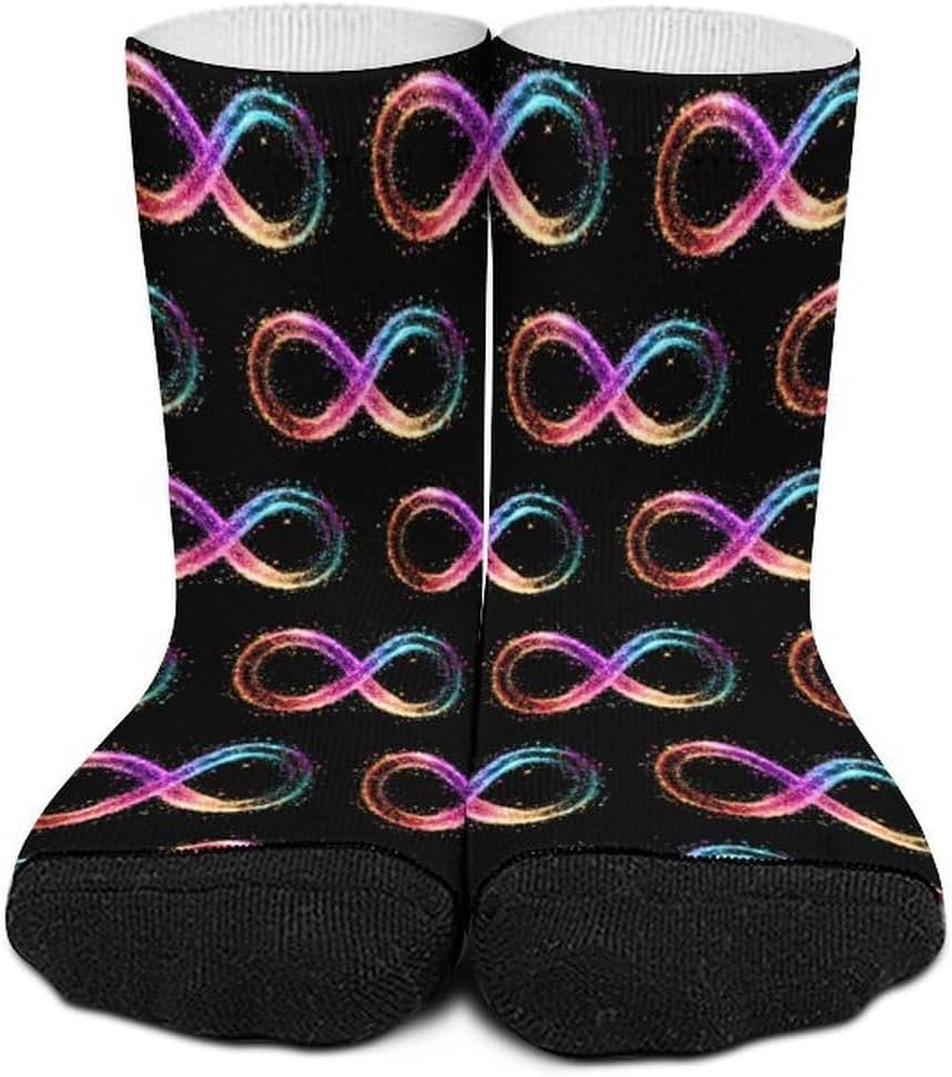 Infinity Symbol Autism Awareness Glitter Knee High Socks Athletic Long Stockings Sport Casual Crew Tube Sock Boot 30cm