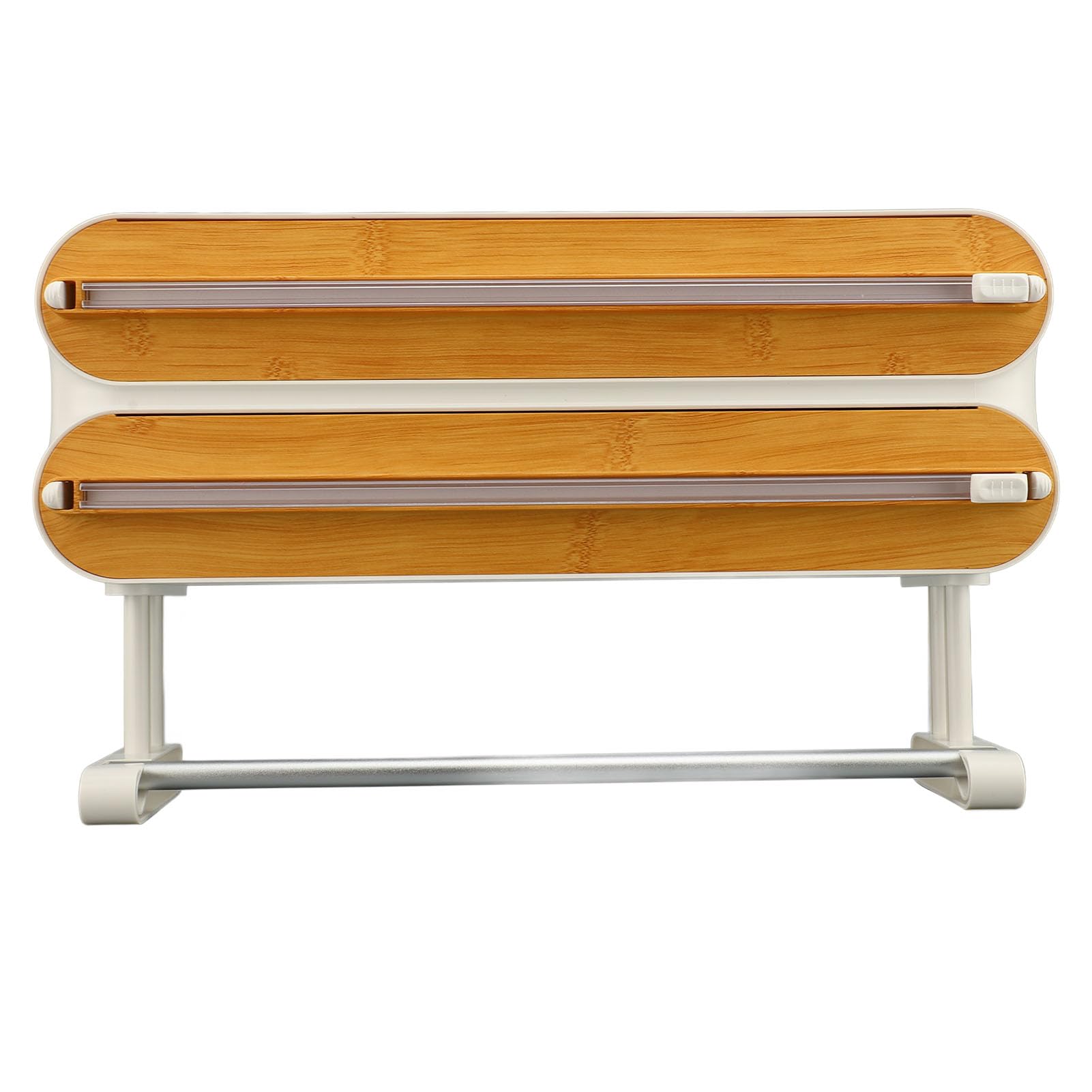 Organizador de Envolturas 3 en 1 con Cortador para Papel de Aluminio, Papel Encerado, Film Transparente, Cuchillas Deslizantes Ocultas, Imanes, Ideal para Almacenamiento en la Cocina