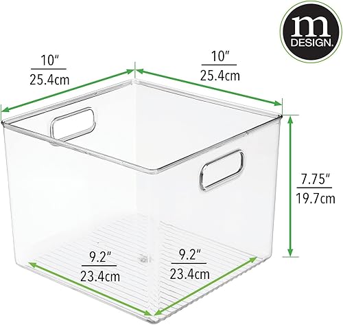 Miniatura 5 de mDesign Cubo de baño profundo de plástico con asas y plato giratorio de plástico redondo de 9 pulgadas para organización en baño, armario, armario o
