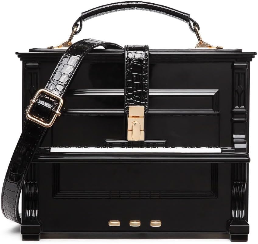 Piano Shaped Purse Handbag Women Box Shaped Party Evening Top Handles Bag Novelty Clutch Crossbody Bag | Piano Shaped, Party, Evening, Top Handles, Bag, Novelty