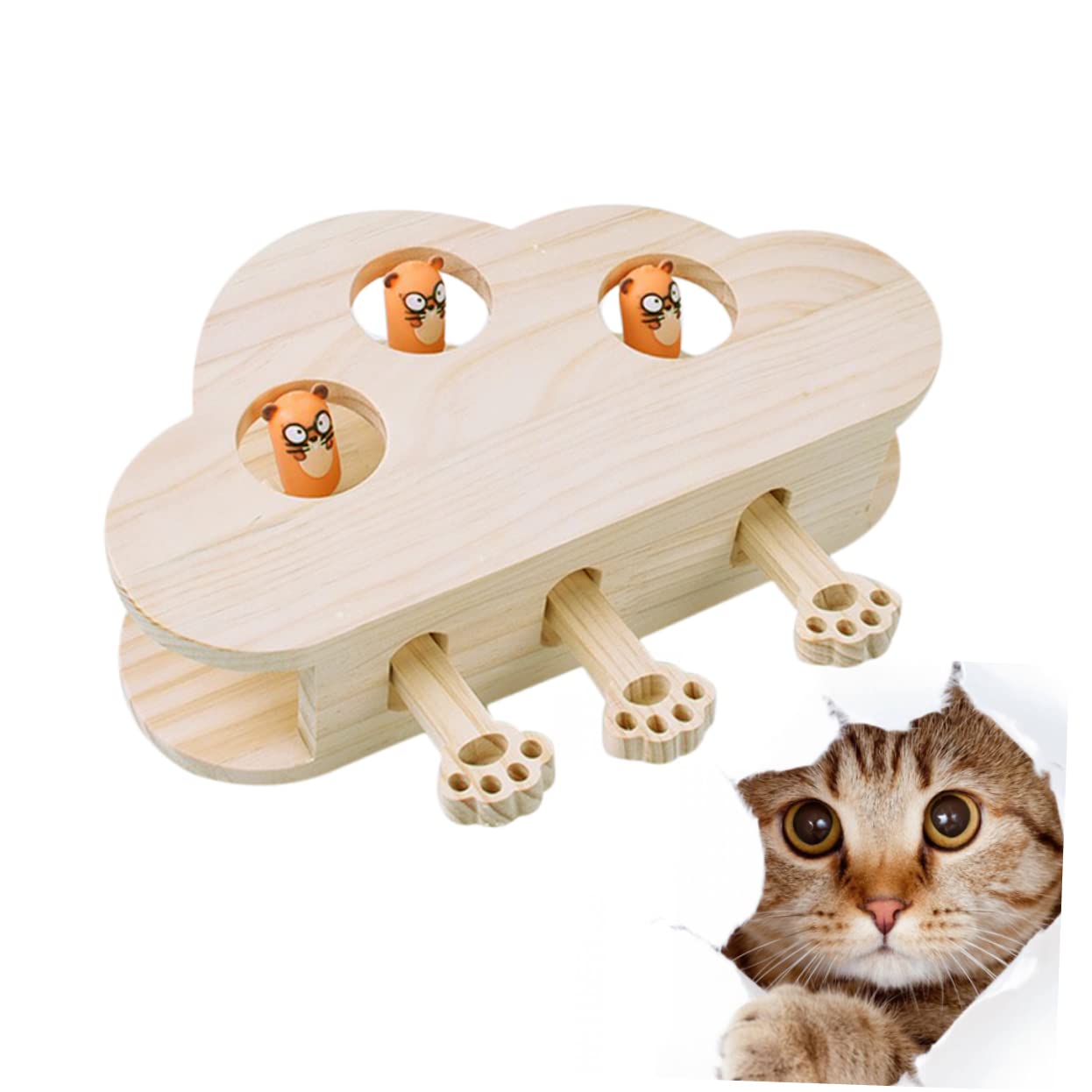 TOYANDONA Holz Katzenspielzeug Mäusespiel Mit Glatter Oberfläche Interaktiv Für Haustiere Katzenminzenspielzeug