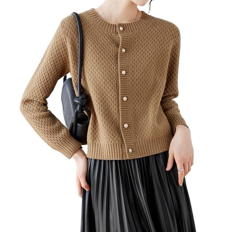 Maglione Cardigan Lavorato a Maglia con Bottoni a Maniche Lunghe da Donna, Giacca Cardigan a Righe con Girocollo Aperto sul Davanti