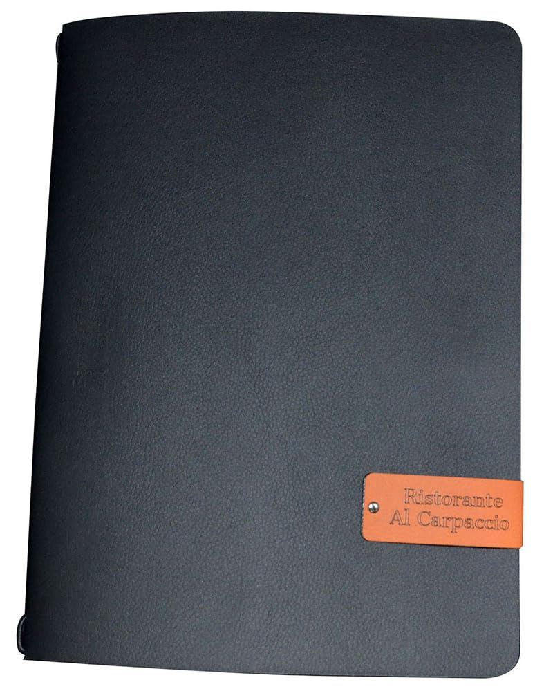 oggettando Juego de 16 menús de amanecer personalizable A4 (24 x 32 cm) Restaurante Pub Self Service Bar Pizzerie Cervecería moderna y elegante (negro naranja)