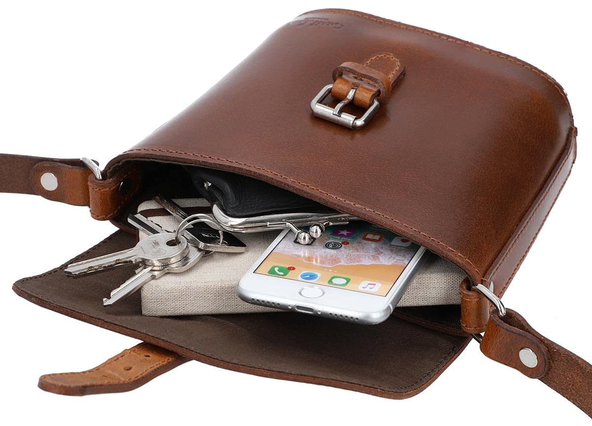 Gusti Nantje Leder Umhängetasche Damen – Schultertasche & Handtasche, Vintage Echtleder Braun