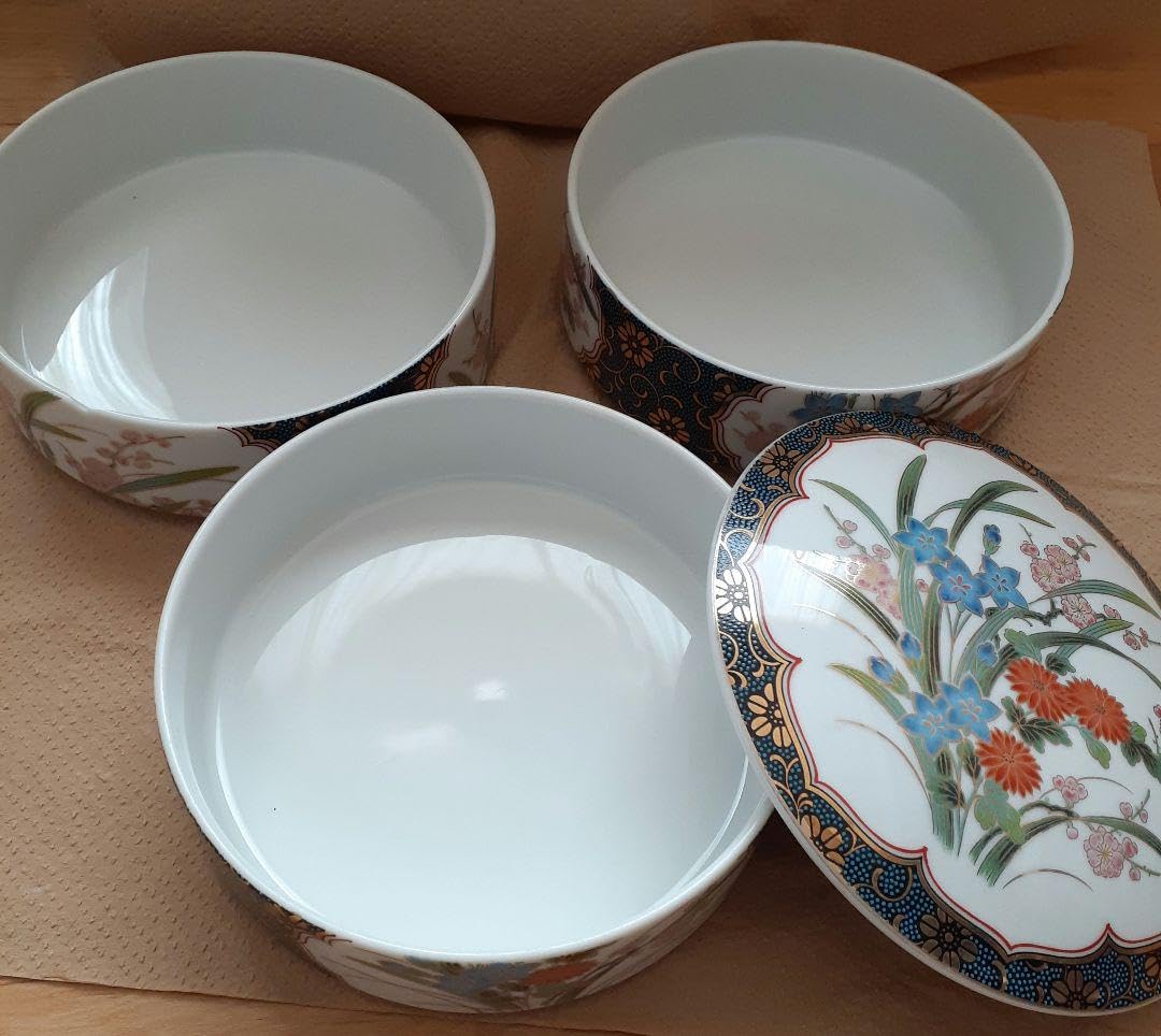 Amazon.co.jp: 幸山窯 重箱 陶器 三段重 手提げ付 丸重 おせち