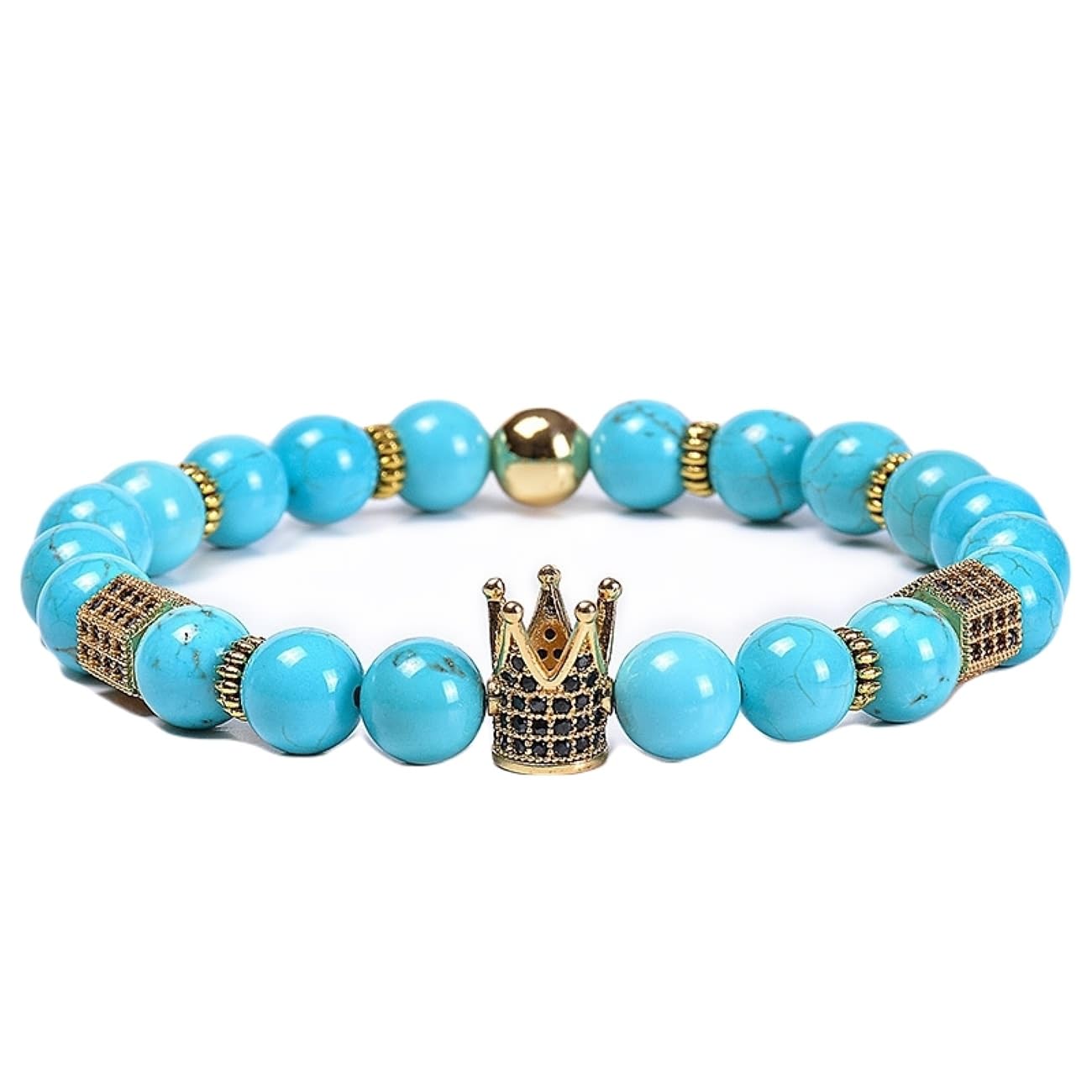 Schmuckarmbänder für Sie und Ihn, Naturstein-Surfer-Armband, Paar, 8 mm, für Damen und Herren – 18 cm