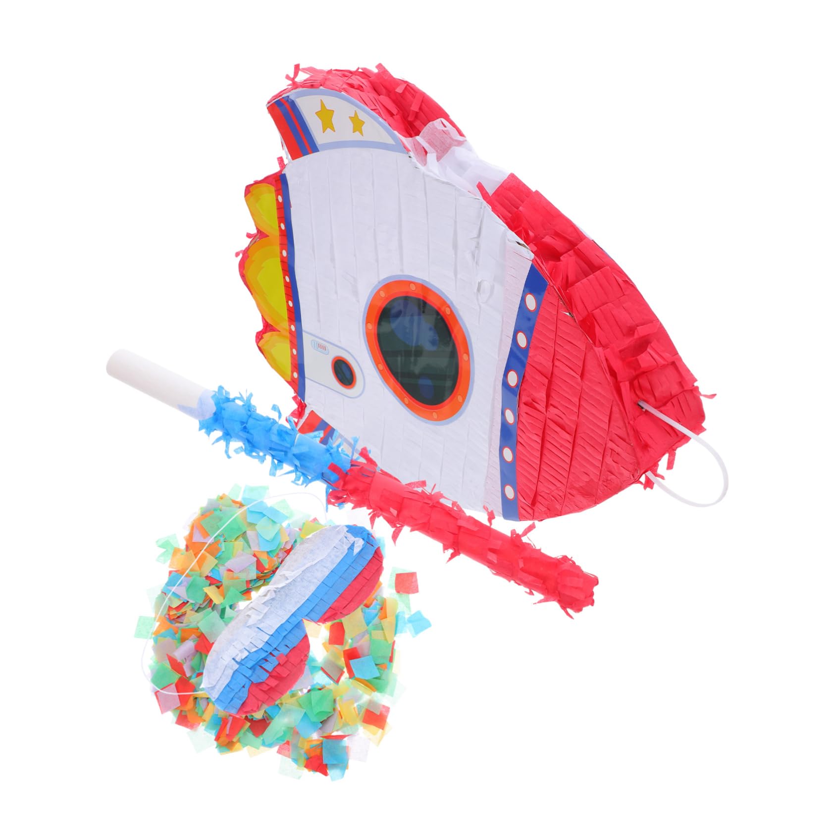 ibasenice Piñata Cohete para Fiesta de Cumpleaños Infantil con Confeti y Palito para Vendar los Ojos Artículos para Fiestas y Decoración de Piñata de Juguete para Decoraciones de Cumpleaños