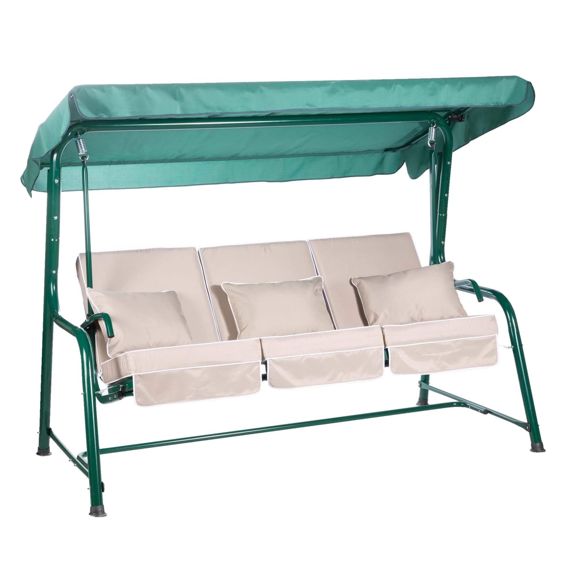 Alfresia Turin 3 Seater Reclining Garden Swing Seat with Adjustable Canopy and Classic Cushions, Heavy Duty Outdoor Patio Swing Seat Supporting up to 250 kg