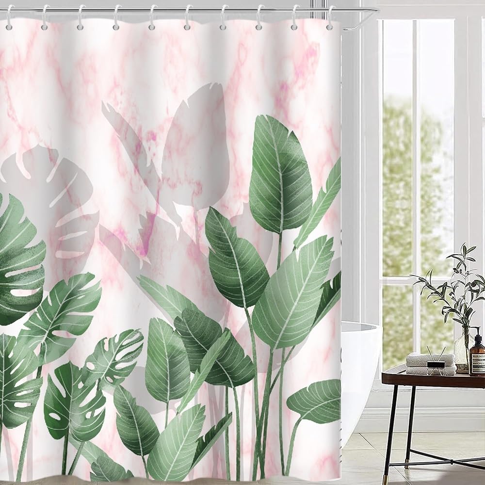 Cortina de Ducha de Hoja Eucalipto, Cortinas de Ducha Verde Oro Abstracto Planta Cortinas de Baño Antimoho Impermeable Lavable Tejido de Poliéster Cortina Ducha con 12 Ganchos 120x200cm — view 43