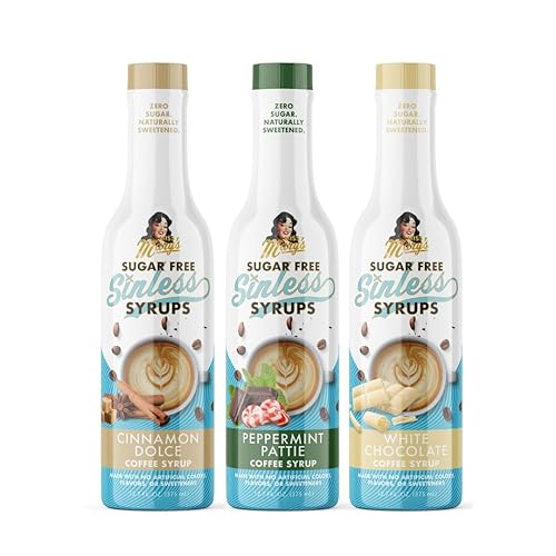 Miss Mary's Sinless Syrups Winter Collection - Sin azúcar, sin edulcorantes artificiales, postre de café, té, cacao, apto para dieta cetogénica,