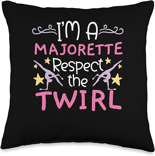 Majorette Gymnastic Dancing Baton Twirl I'm A Majorette Respect Baton - Almohada giratoria, 16 x 16 pulgadas, multicolor