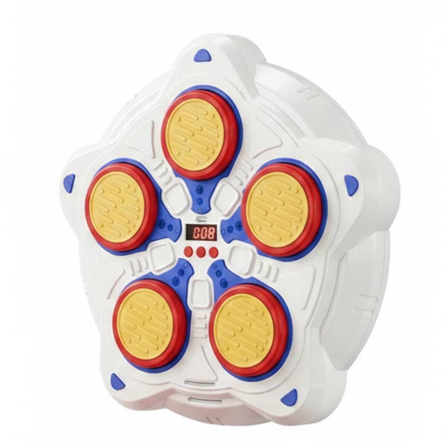 five pads smart music boxing target digital counter | wall-mounted boxing target sound and lights interactive punching game adjustable speed for home, white, 5 keys w gloves