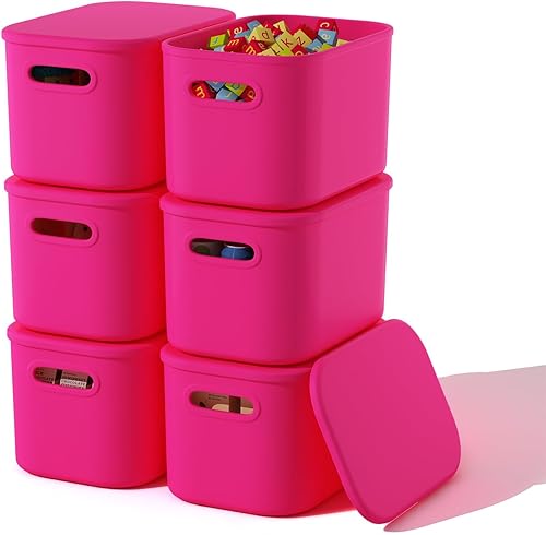 Miniatura 9 de Paquete de 8 Contenedores de Almacenamiento Blancos con Tapas Contenedor de Almacenamiento Apilable para Organizar, Cajas de Almacenamiento con Asa