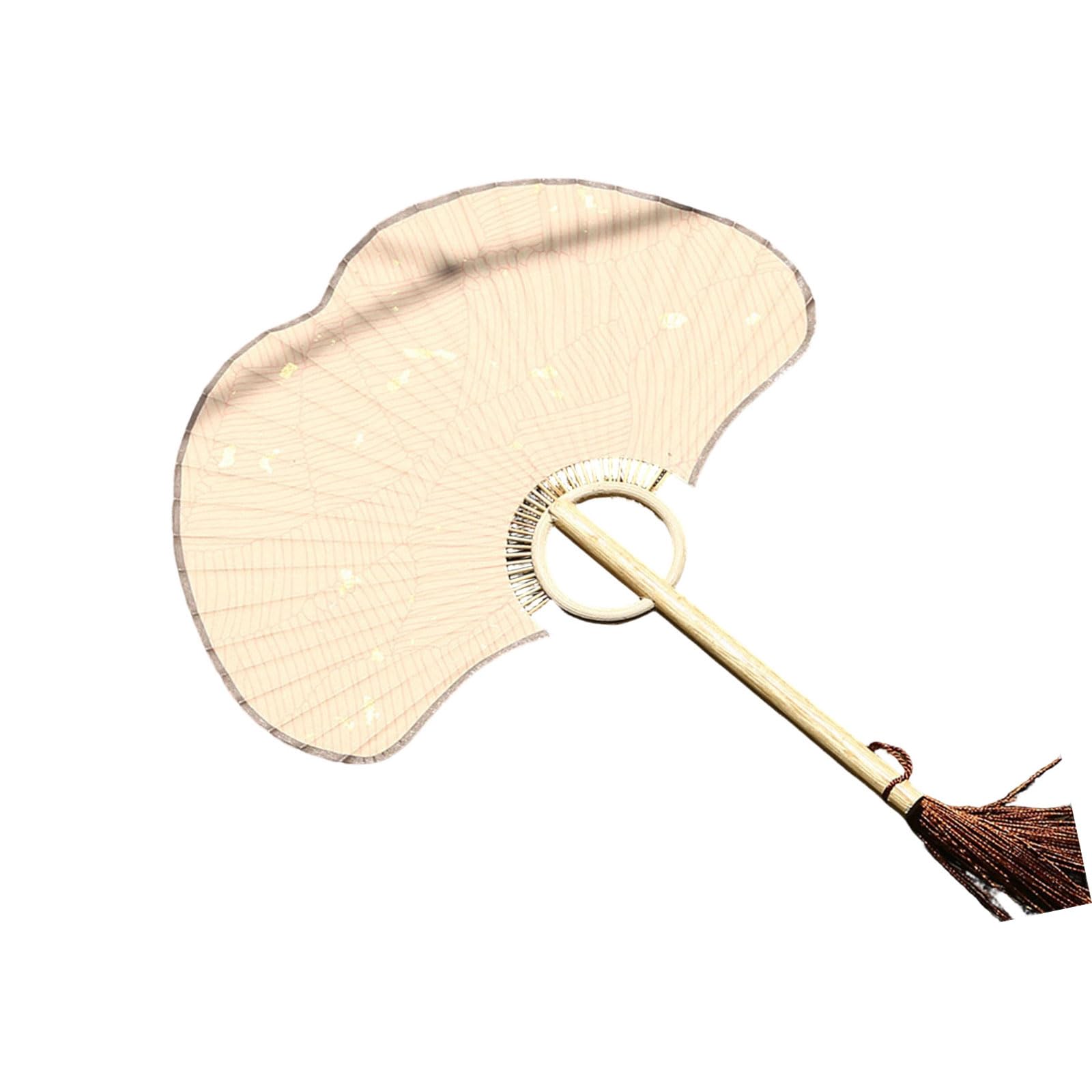 HZBB Ginkgos Rice Paper Fan Handheld Fan Ancient Styles Hand with Long Handle Photography Props Chinese Styles Hand Gifts Chinese