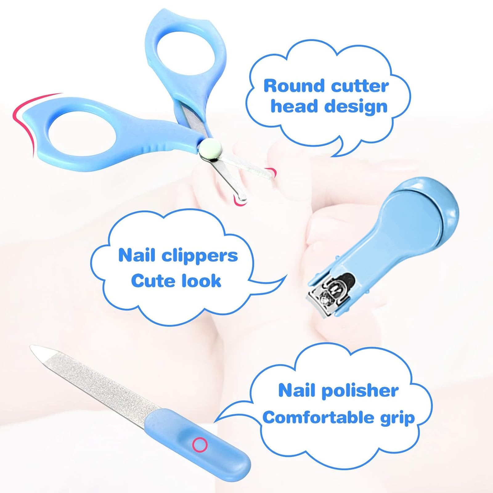 Trousse de Soin Bébé, HyAdierTech 13 Bébé Naissance Set, Kit de Soin Bébé, soins bébé Infirmière nouveau-né Bébé Clou Cheveux Soins de santé Des gamins Thermomètre Toilettage Brosse Trousse (Bleu)