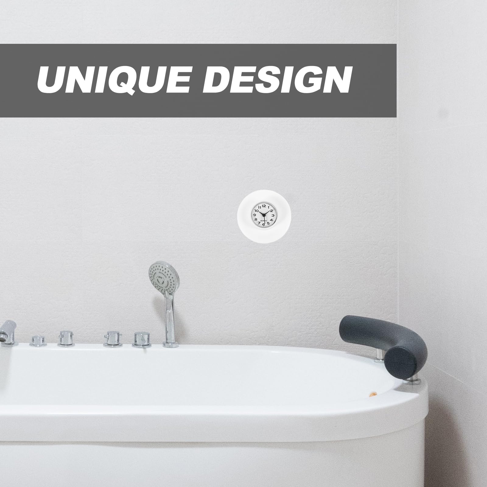 Amosfun Reloj De BañO Impermeable con Ventosa, Reloj De Pared para Y Cocina, DiseñO Moderno Sin Batería, Espejo De Vidrio