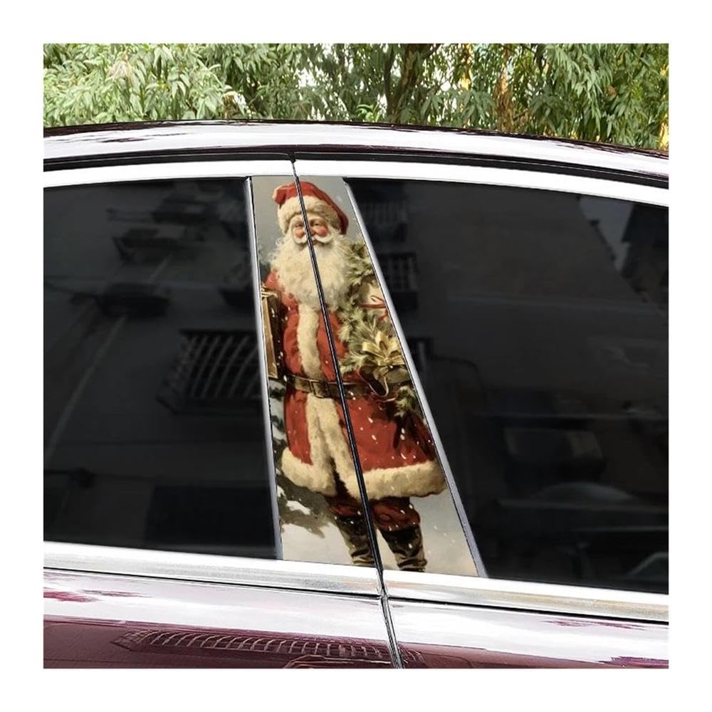Decorative Items 2pcs Santa Claus Car Center Column Sticker DIY Car B-Pillar Decorative Stickers(F)