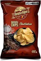 Salgadinho Batata Chips Churrasco Deutschips 100G, Batata Frita Ondulada Sabor Churrasco, Vermelho
