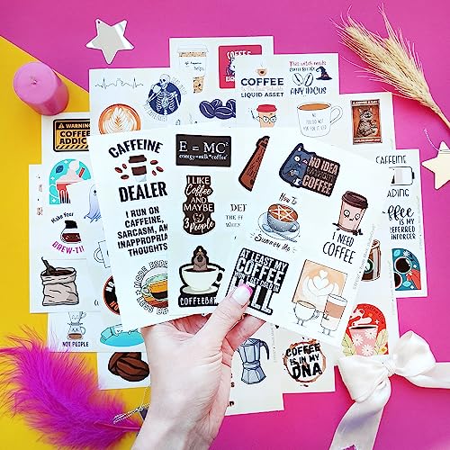 BulbaCraft 100Pcs Coffee Stickers