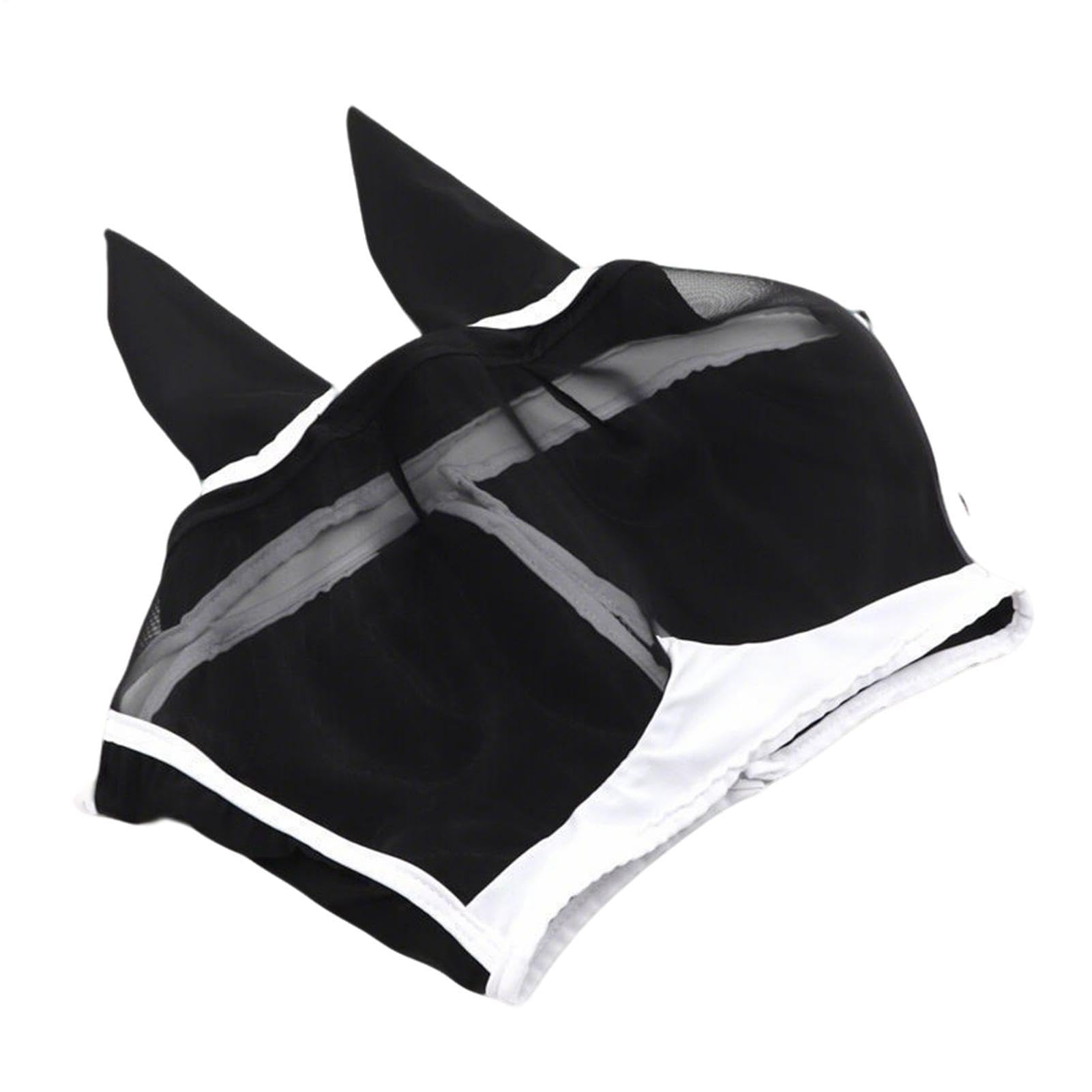 Masque Anti-Mouches pour Cheval - Filet Respirant Demi-Visage avec Oreilles,Sangle Élastique Demi-Masque en Mesh pour Cheval | pour Chevaux, bovins, élevage - Utilisation Toute