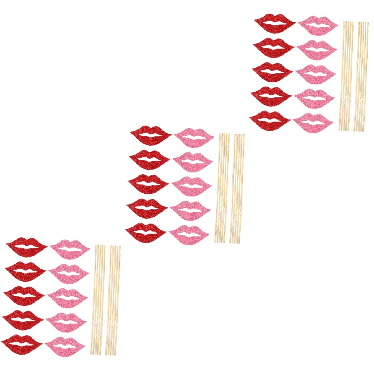 3 Set Puntelli Selfie Per Feste Accessori Foto Divertenti Labbra Rosse E Rosa Per Party Decorazioni Festival E Compleanni Materiale Resistente E Glitterato Per Photo 40 Pezzi*3