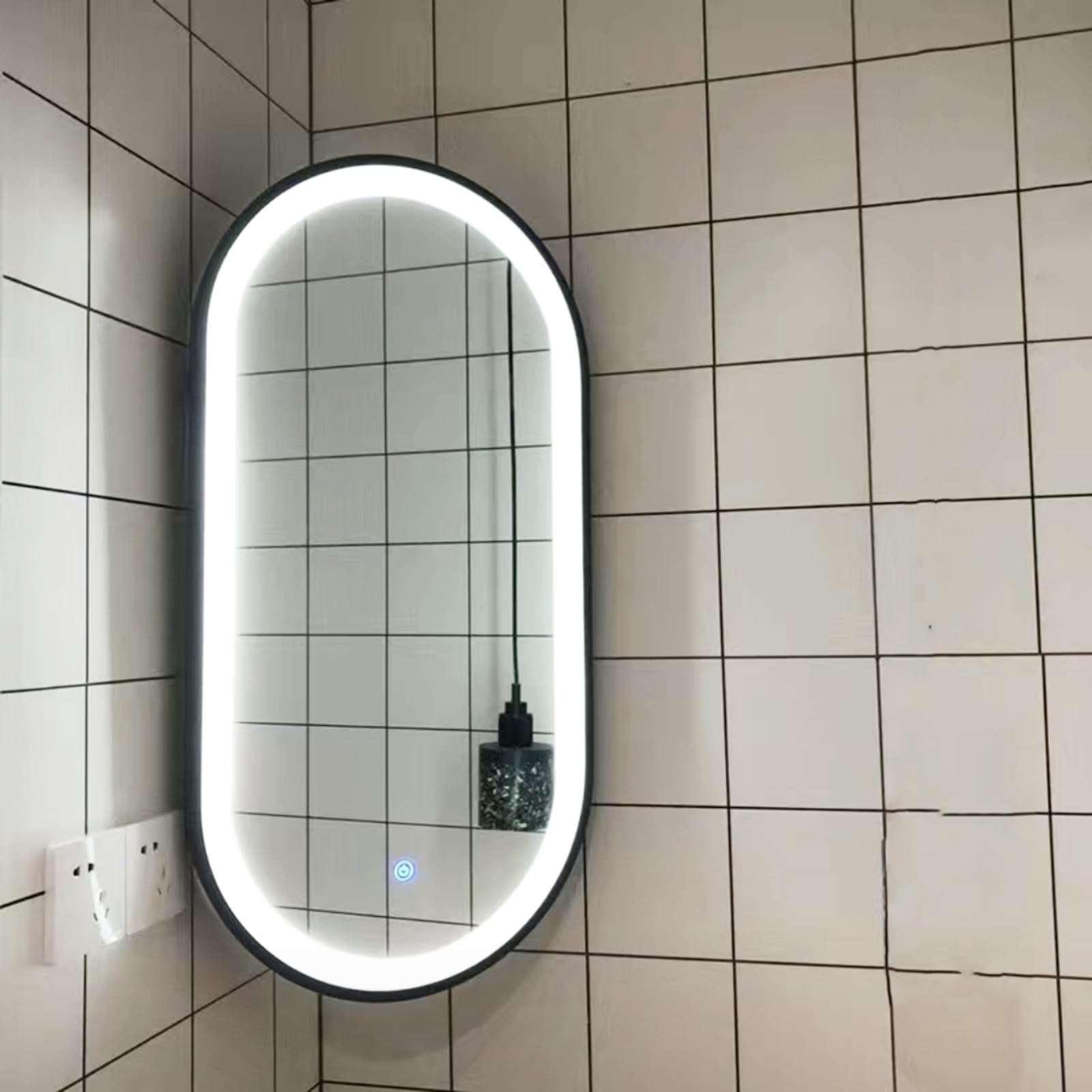 BKSXSOP Wall Mounted LED Bathroom Corner Mirror - 30x60cm, 40x80cm, 50x100cm Rotatable, Dimmable Makeup with 3 Color Settings, HD, Explosion-Proof, Aluminium Alloy Frame