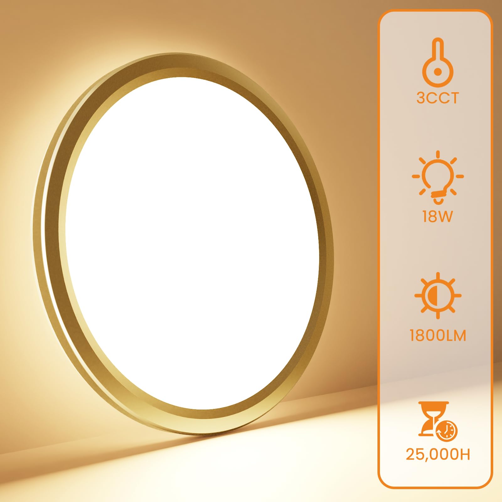 slochi LED Ceiling Light 22CM, 18W 1800LM Bathroom Lights 3000K/4000K/6500K - Image 4
