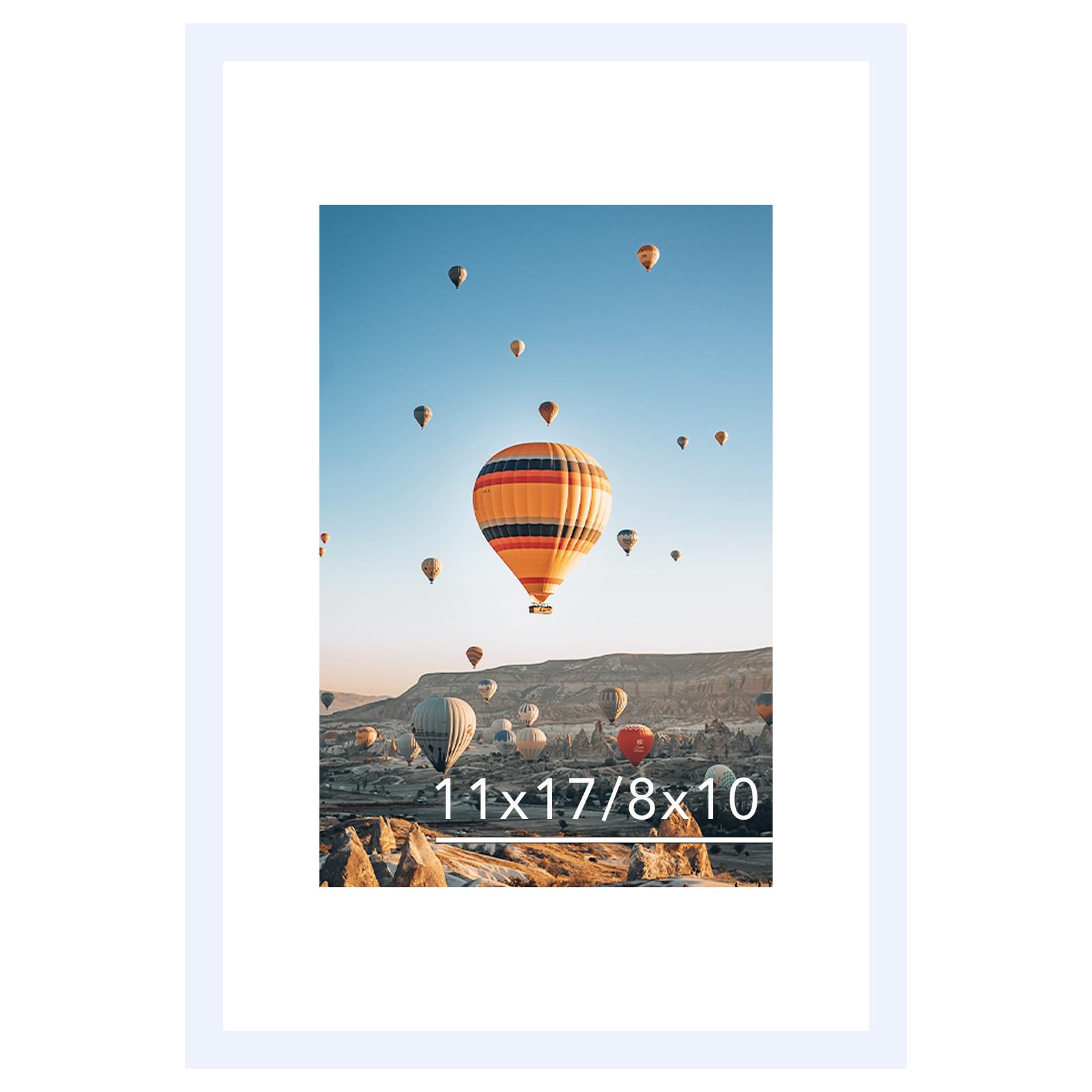 JCJMY 11x17 Picture Frame White with 8x10 Mat, Display Photo 8x10 with Mat or 11 x 17 Without Mat, Wall Hanging Large 11x17 Poster Frame with Shatter Resistant Plexiglass, White