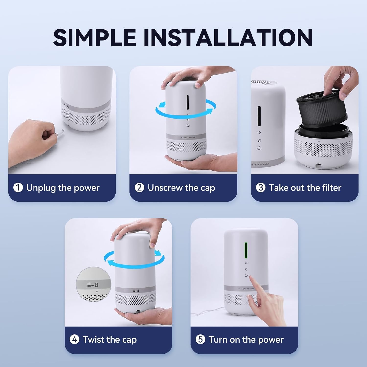 Air Purifiers for Home,H13 HEPA Small Air Purifier for Room up to 960ft² with Air Filter Replacement Standard Version for VF04, H13 True HEPA Air Cleaner Filter, 2 Pack