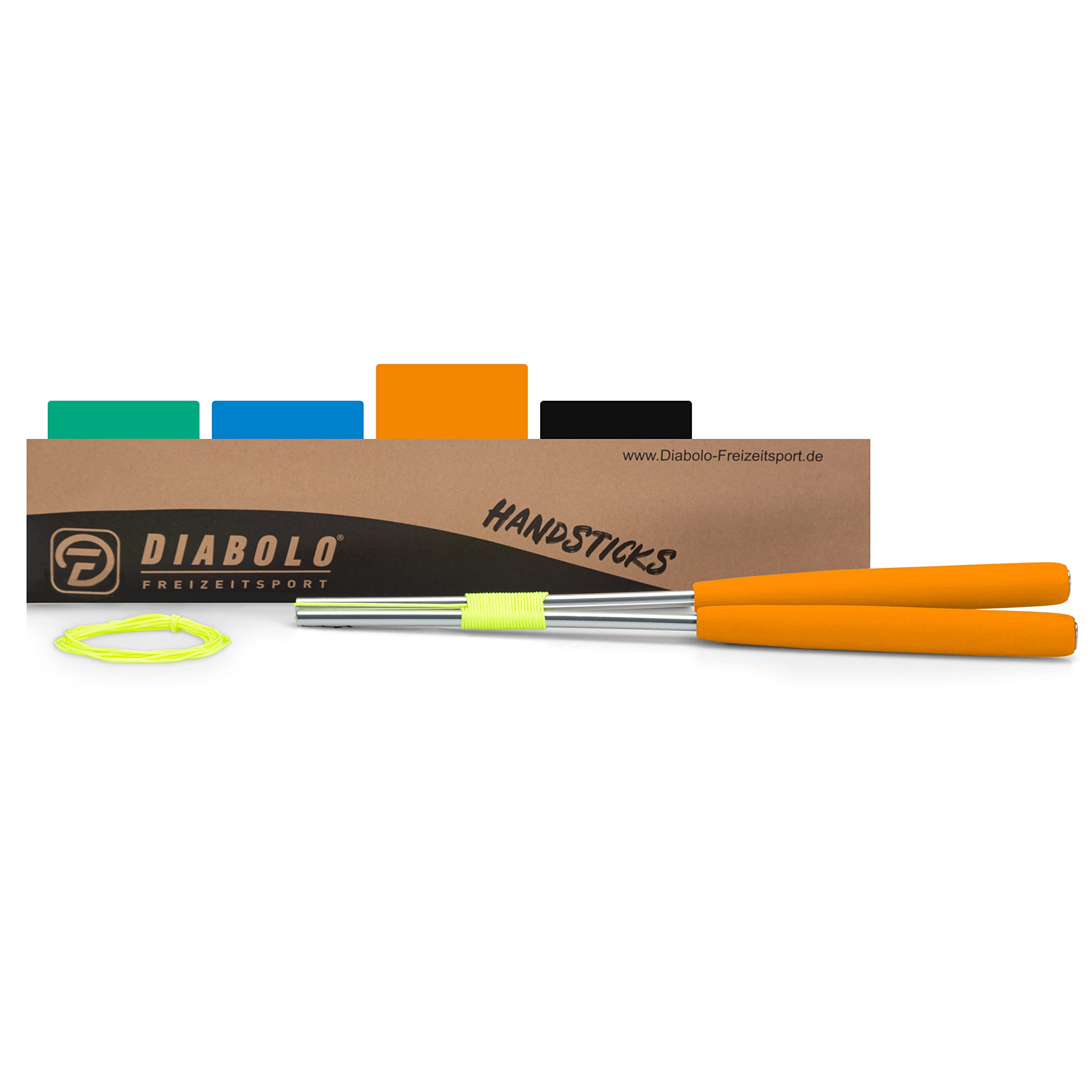 Diabolo - Manubrio in alluminio con cordino di ricambio (160 cm) e impugnatura in gommapiuma (arancione) – Qualità professionale per tutti i modelli e marche