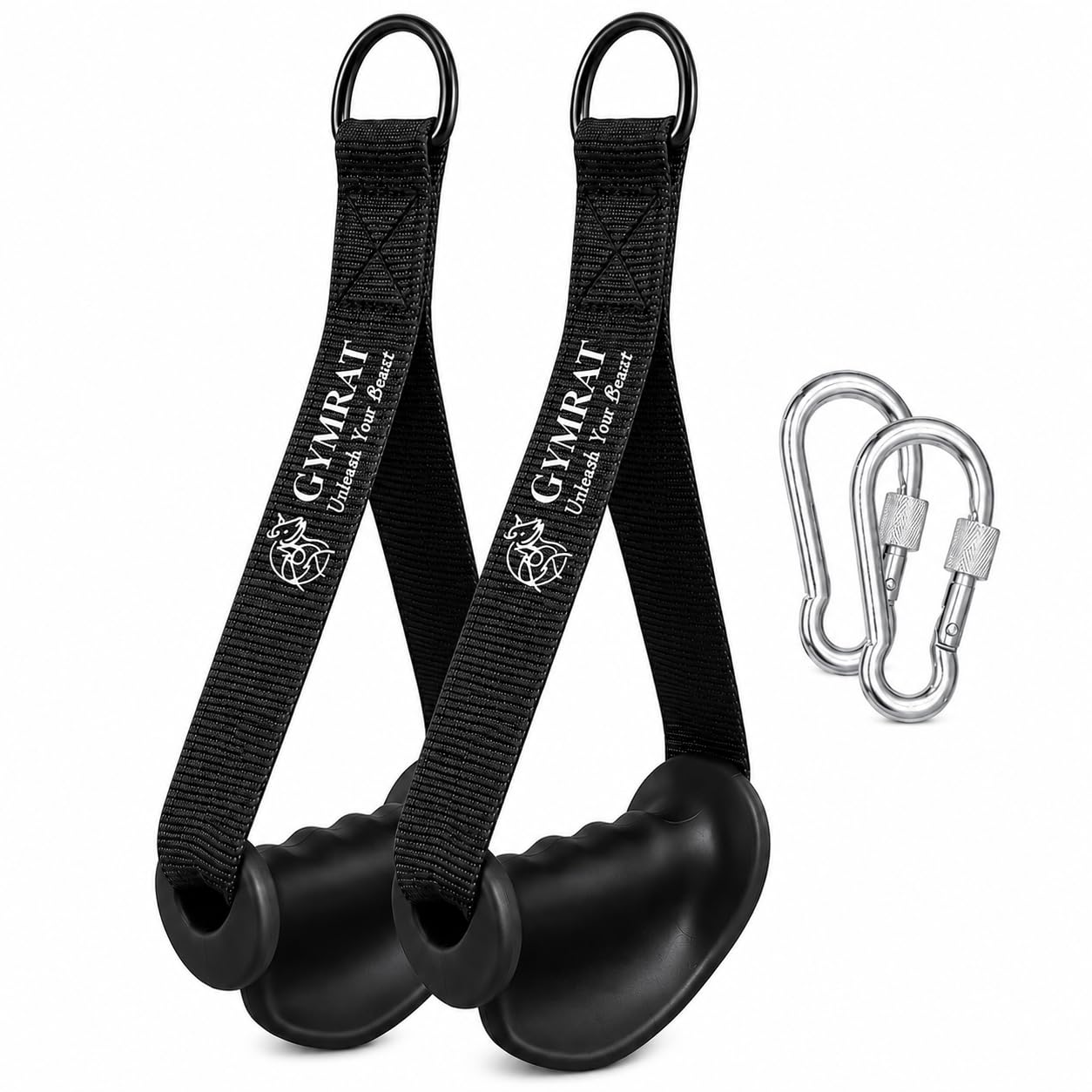 GYMRAT™ Premium Tricep Rope Cable Attachment Handles, Greater Range of Motion, Tricep Pull Down Rope for Push Downs, Crunches, Facepulls for Professional Gym (Ergonomic Black Handle)-image-31