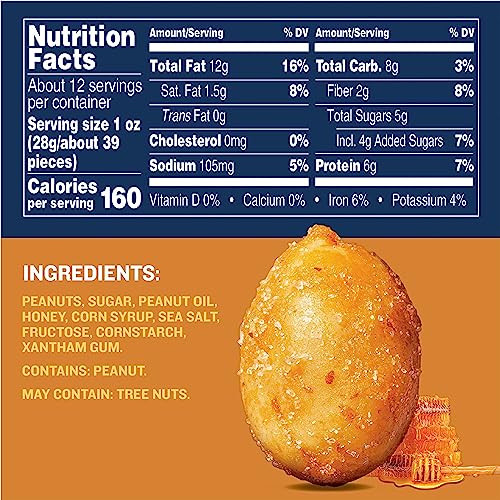 Image of PLANTERS Honey Roasted Peanuts, 12 oz Jar, Planters Honey Roasted Peanuts