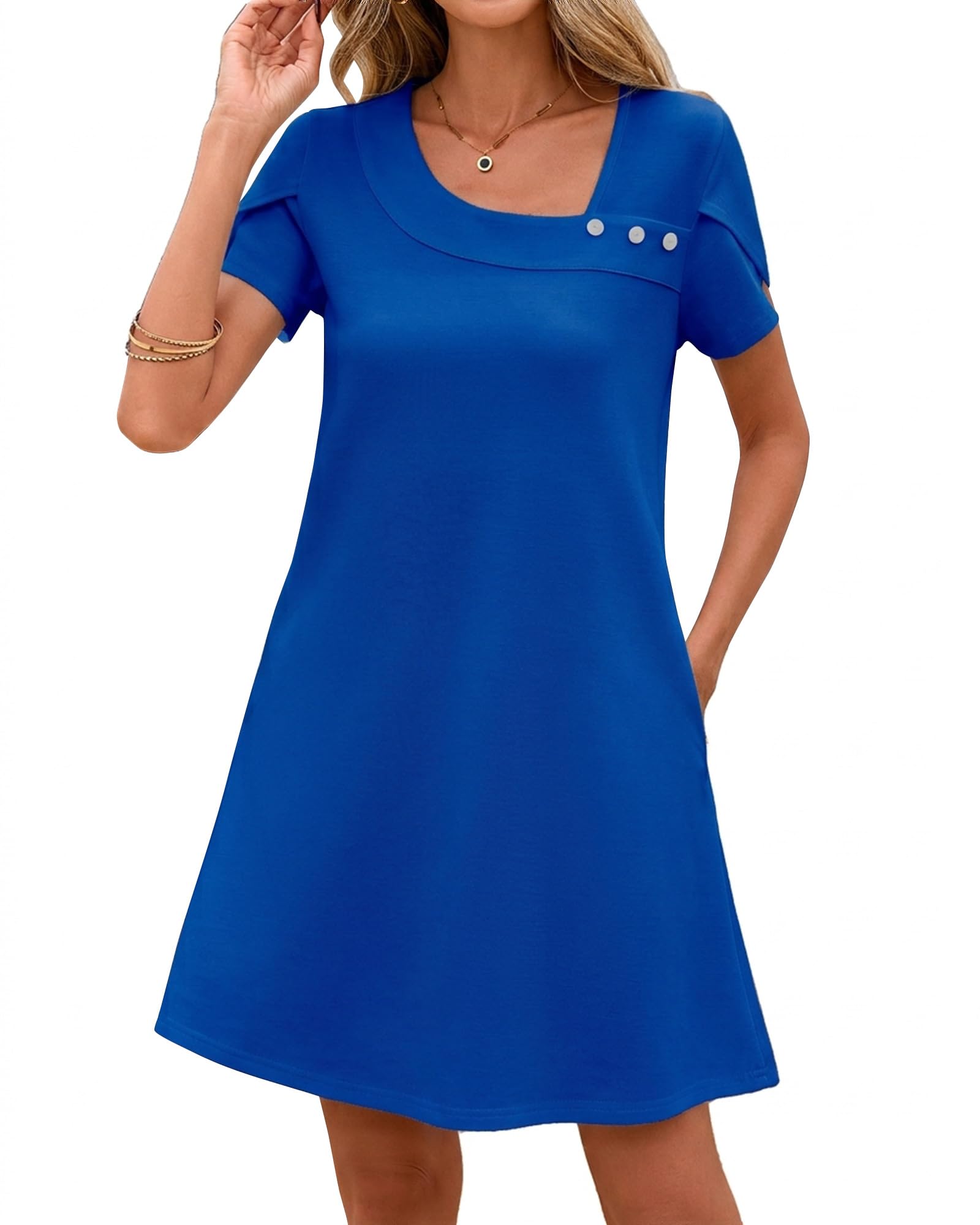 Valiamcep Womens Summer Dresses Crewneck Sleeveless Knit Tank Dress Beach Casual Tshirt Dress