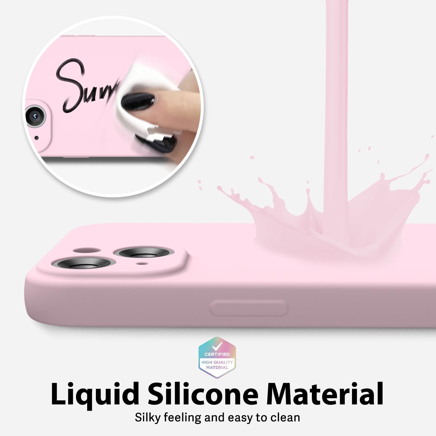 oakxco for iPhone 16 Pro Max Case Liquid Silicone, Soft Rubber Gel Elegant Aesthetic Basic Simple Cover, Cute Thin Slim TPU Matte Solid Color Plain Smooth Case for Women Girl, Light Pink — view 978
