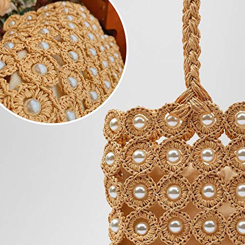 Bolso de hombro tejido a mano con flores de perla miniatura 3