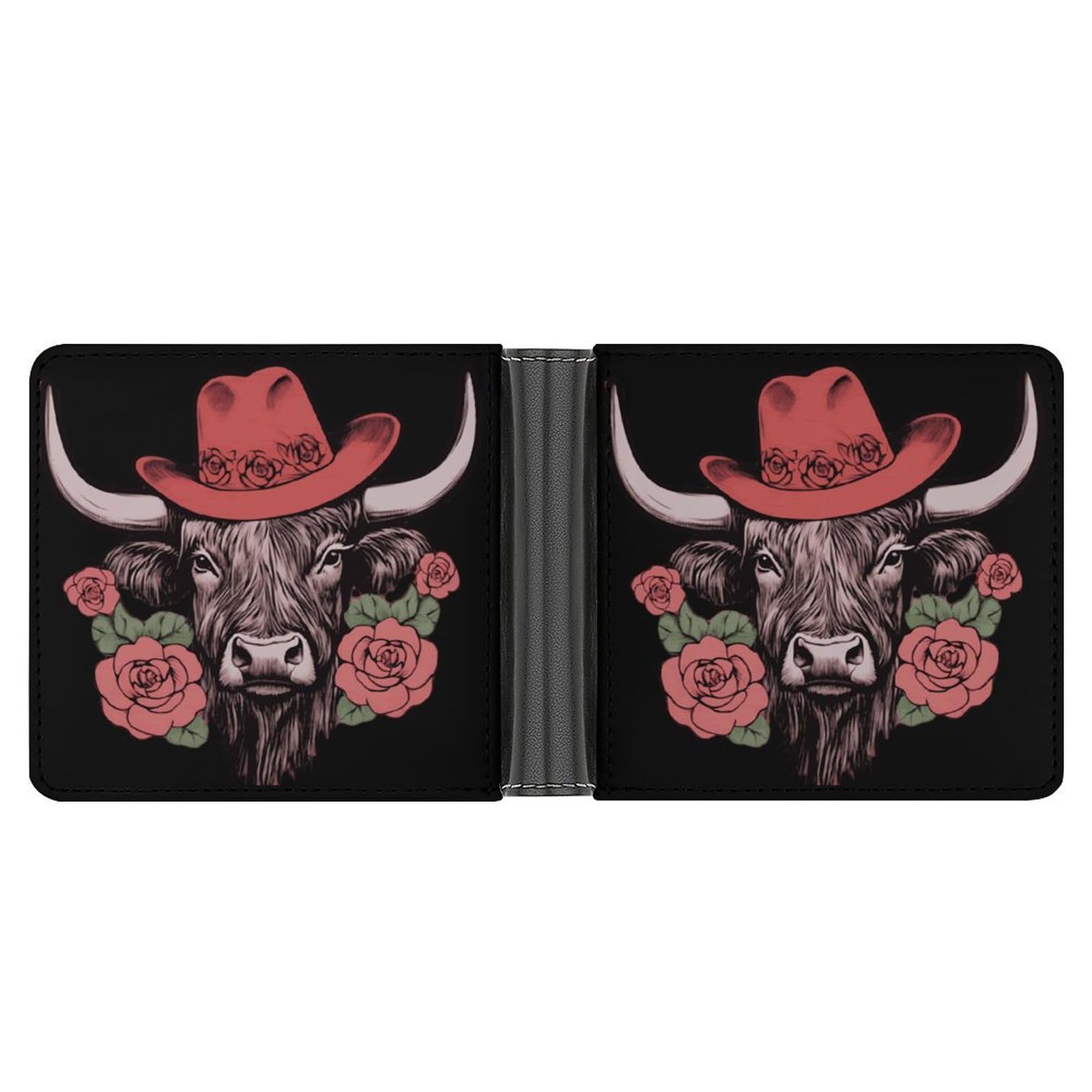 Highland Cow Bifold Wallet PU Leather Coin Purse Lightweight Credit Card Holder Wallet Money Clip