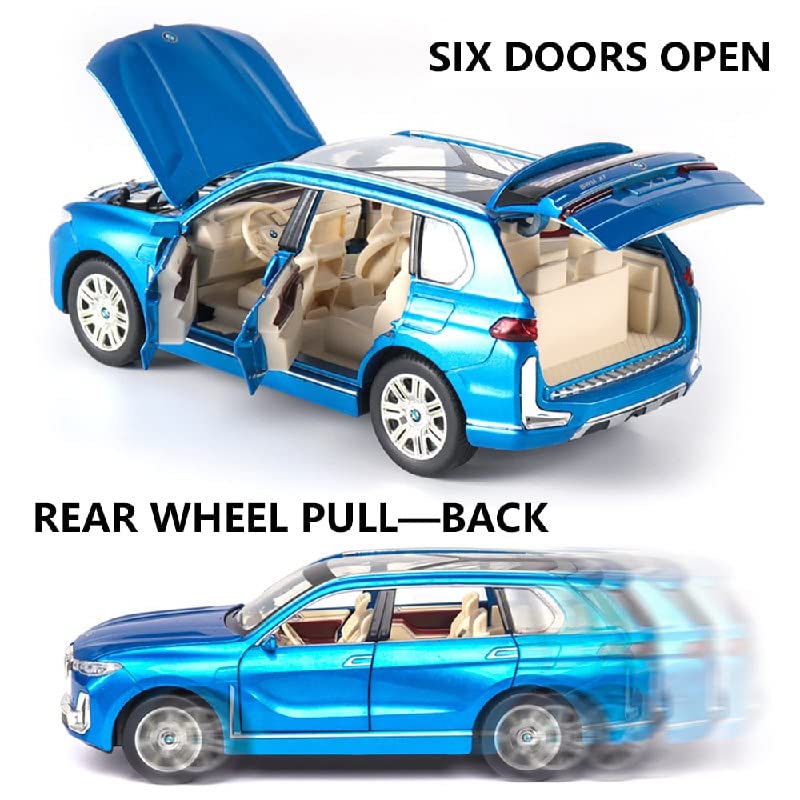 Image of Invite Enterprise Exclusive Alloy Metal 1:24 BMW X7 Model Car, Zinc Alloy Die-cast Toy Vehicles, Openable Doors, Music, Lights & Pull Back Toy Car with Sound & Light for Kids (BMW X7 SUV) - Multicolor