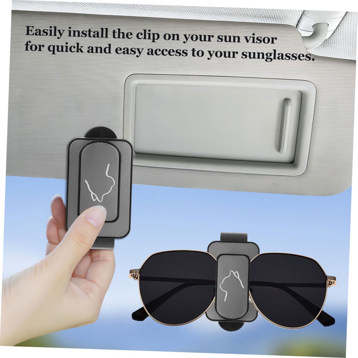 ULTECHNOVO 6pezzi Porta Occhiali da Sole per Auto Clip per Visiera Supporto Compatto e Sicuro per Occhiali e Carte Facile Accesso e Organizzazione Auto