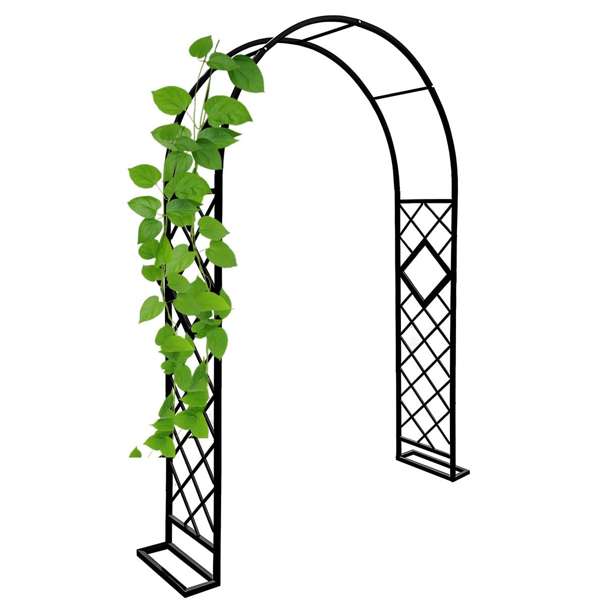 Metalowy łuk ogrodowy do roślin pnących, solidna kratka z różaną altaną, na wesela, balkon, pergolę, wsparcie dla roślin, 120 cm, 250 cm, regulowana wysokość (czarny, 3,2 x 2,40 m)