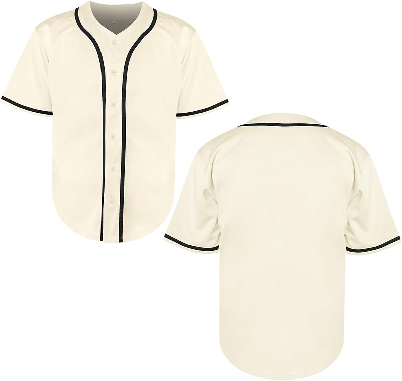 remera de béisbol lisa en blanco para hombre Camisas con botones Deportes Hip Hop Hipster Jersey S-3XL Negro Blanco Gris Rojo Azul